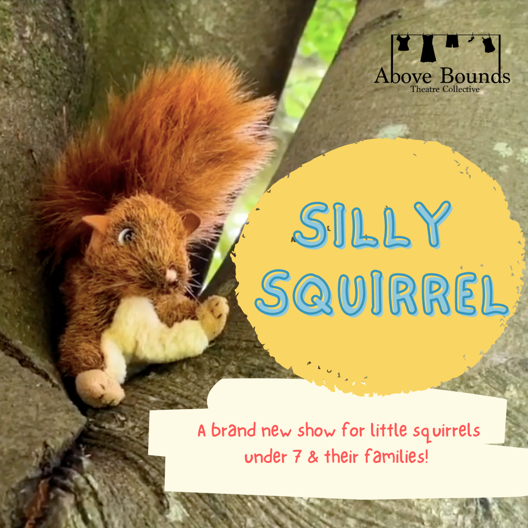 A small squirrel puppet with a fluffy tail